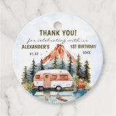 Camping Mountain Rustic verjaardagsfeestje Bedankjes Labels (Voorkant)