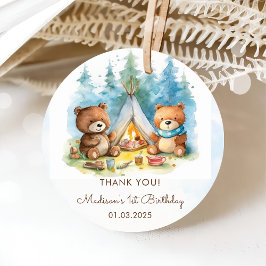 Camping Mountain Rustic verjaardagsfeestje Bedankjes Labels
