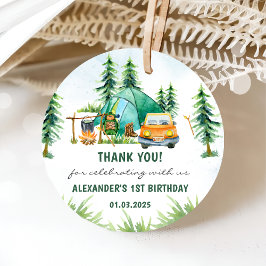 Camping Mountain Rustic verjaardagsfeestje Bedankjes Labels