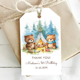 Camping Mountain Rustic verjaardagsfeestje Cadeaulabel
