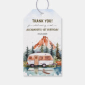 Camping Mountain Rustic verjaardagsfeestje Cadeaulabel (Achterkant)