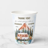 Camping Mountain Rustic verjaardagsfeestje Papieren Bekers (Achterkant)