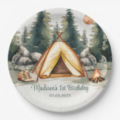Camping Mountain Rustic verjaardagsfeestje Papieren Bordje (Voorkant)