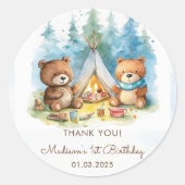 Camping Mountain Rustic verjaardagsfeestje Ronde Sticker (Voorkant)