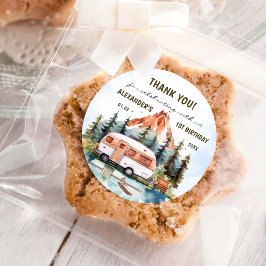 Camping Mountain Rustic verjaardagsfeestje Ronde Sticker