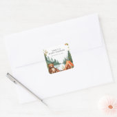 Camping Mountain Rustiek Baby shower Vierkante Sticker (Envelop)