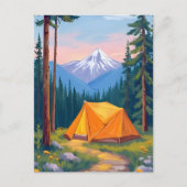 Camping Mountain Waterverf Briefkaart (Voorkant)