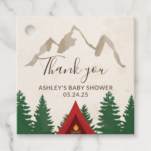 Camping Mountains Favor Label (Voorkant)