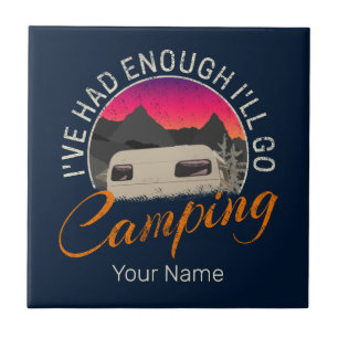 Camping of camper ontwerp voor vakantie tegeltje