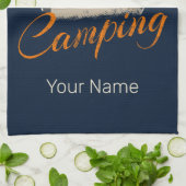 Camping of camper  ontwerp voor vakantie theedoek (Gevouwen)