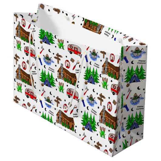 Camping of Midwest Thmed Birthday Groot Cadeauzakje (Voorkant Gekanteld)