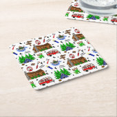 Camping of Midwest Threaded Happy Camper Vierkante Kartonnen Onderzetter (Schuin)