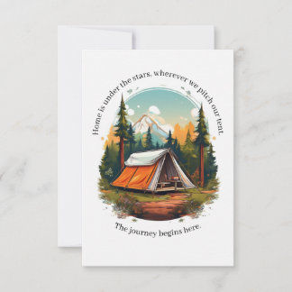 Camping onder de sterren: tent-thema wenskaart bedankkaart
