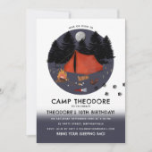 Camping Outdoor Adventure Campfire Verjaardagsfees Kaart (Voorkant)