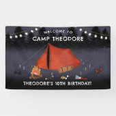 Camping Outdoor Adventure Campfire Verjaardagsfees Spandoek (Horizontaal)
