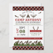 Camping Outdoor Birthday Party Invitations Kaart (Voorkant)