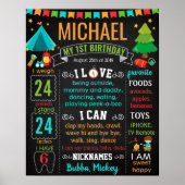 Camping outdoor First Birthday chalkboard Poster (Voorkant)
