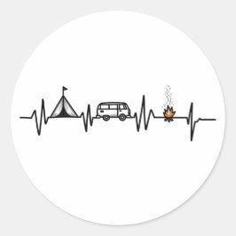 Camping Outdoor Heartbeat Natuur Camper Wandelen Ronde Sticker