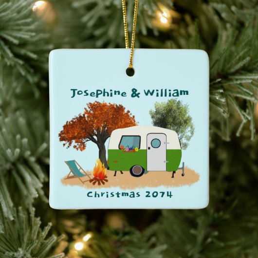 Camping Paar Gepersonaliseerd Kerstmis Ornament (Boom)