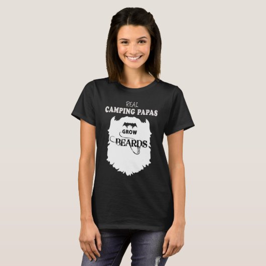 Camping Papa Beards Daddy Camper Tent Dad T-shirt (Voorkant volledig)