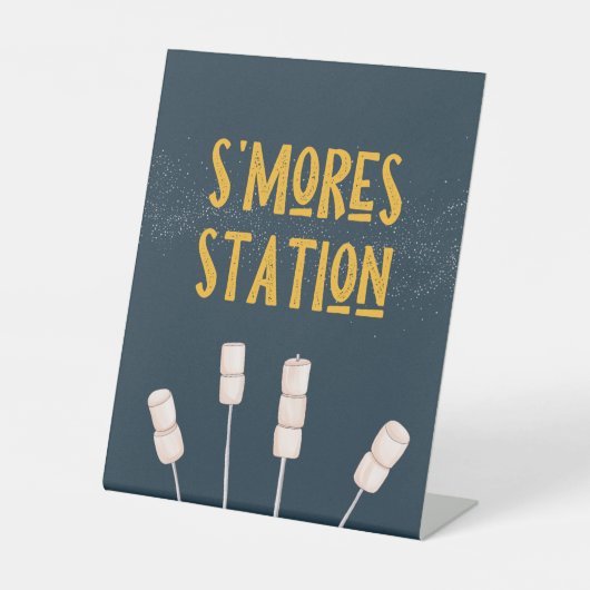 Camping Party teken | S'mores Station Reclamebord Met Voetstuk (Voorkant)
