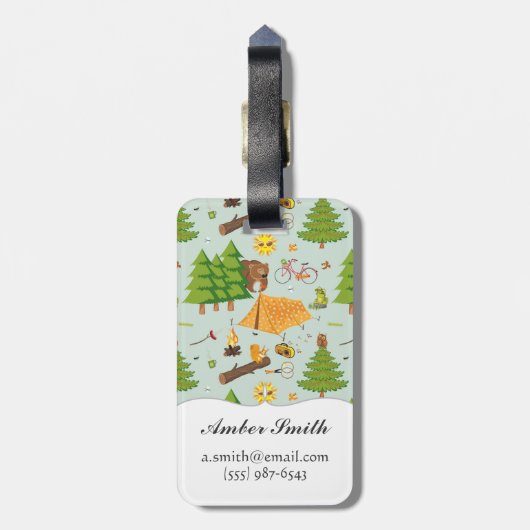 Camping Pattern Bagagelabel (Achterkant verticaal)