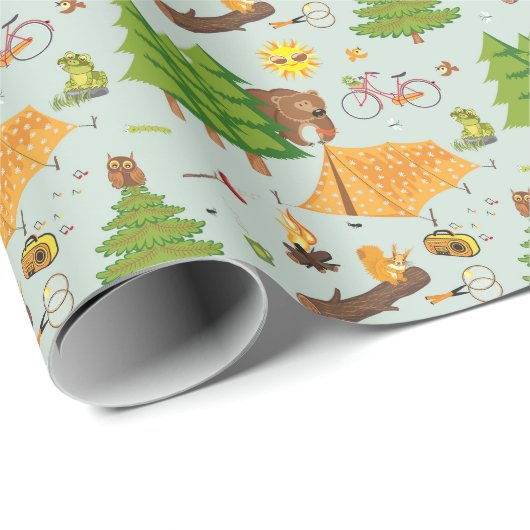 Camping Pattern Cadeaupapier (Rol Hoek)