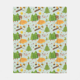 Camping Pattern Fleece Deken