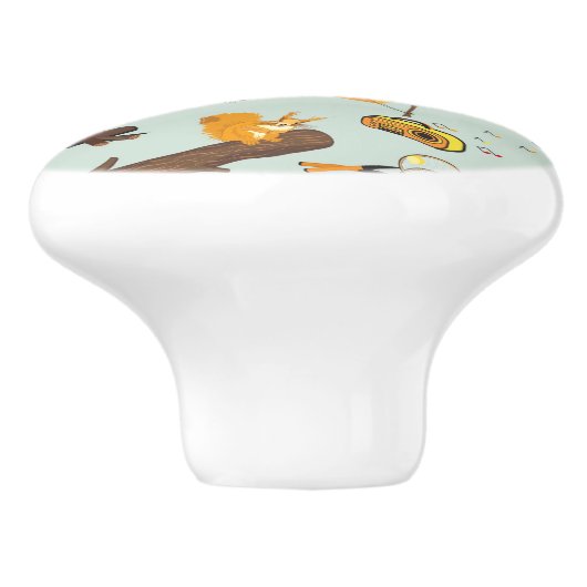 Camping Pattern Keramische Knop (Zijkant)