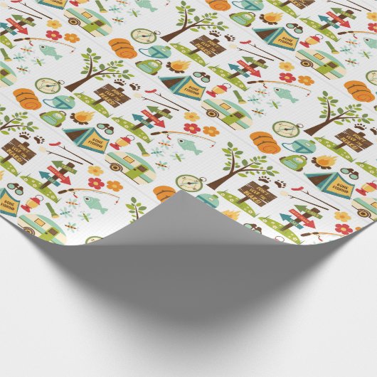 Camping Pattern Wrapping Paper Cadeaupapier (Hoek)