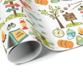 Camping Pattern Wrapping Paper Cadeaupapier (Rol Hoek)