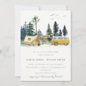 Camping Pine Forest Yellow Van Couples Douche Kaart (Voorkant)