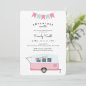 Camping Pink Adventure wacht Baby shower Kaart (Staand voorkant)