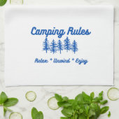 Camping regels op een keukenhanddoek (Gevouwen)