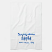 Camping regels op een keukenhanddoek (Verticaal)