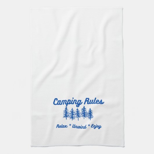 Camping regels op een keukenhanddoek (Verticaal)
