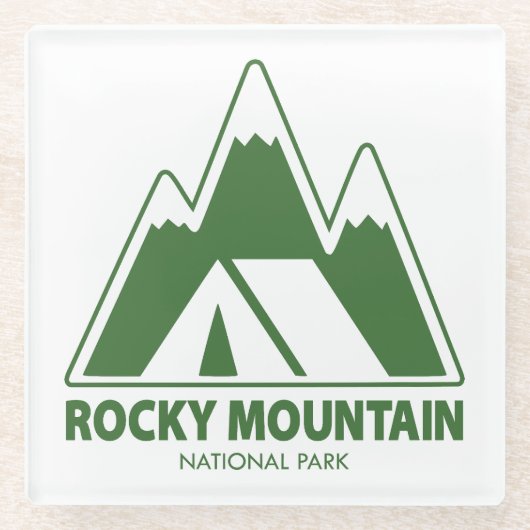 Camping Rocky Mountain Glazen Onderzetter (Voorkant)