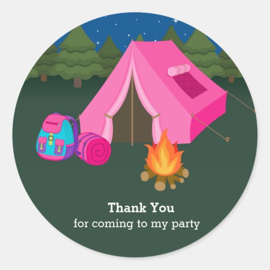 Camping Ronde Sticker (Voorkant)