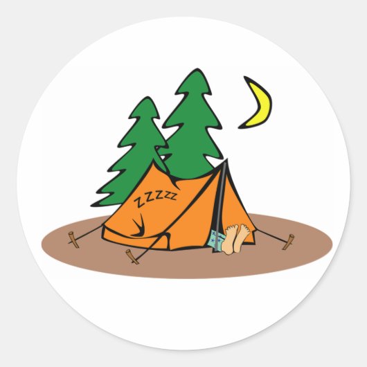 Camping Ronde Sticker (Voorkant)
