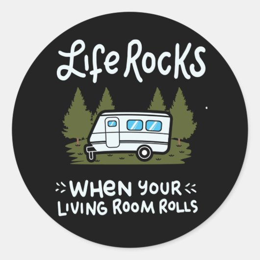 Camping Ronde Sticker (Voorkant)