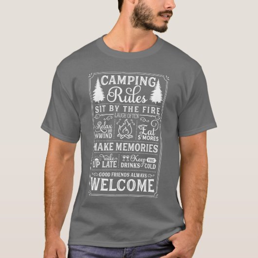 Camping Rules Camping Lover Campfire Adventure gif T-shirt (Voorkant)