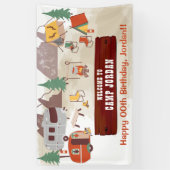 Camping Rustic Woodsy Campground Birthday Spandoek (Verticaal)