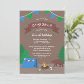 Camping rustique Cute Invitations de fête d'annive (Debout devant)