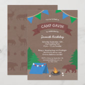 Camping rustique Cute Invitations de fête d'annive (Devant / Derrière)