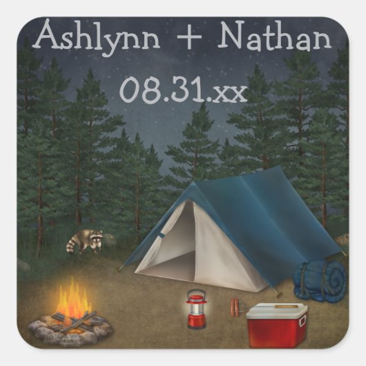 Camping rustique "Glamping" Mariage Favor Sticker (Devant)