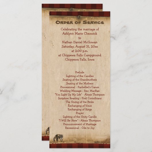 Camping Rustique Glamping Nature Wedding Programme (Devant / Derrière)