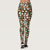 Camping RV Retro Camper Brown Patroon Leggings (Achterkant)