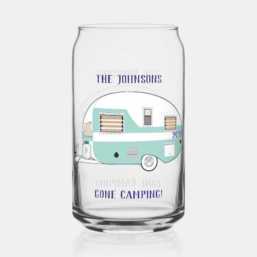Camping RV Trailer Camper Bier Blikvorm Glas (Voorkant)