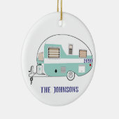 Camping RV Trailer Camper Round Kerstmis Keramisch Ornament (Rechts)