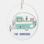 Camping RV Trailer Camper Round Kerstmis Keramisch Ornament (Links)